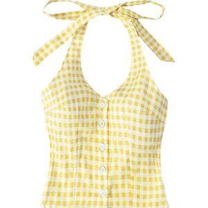 Yellow Plaid Halter Top